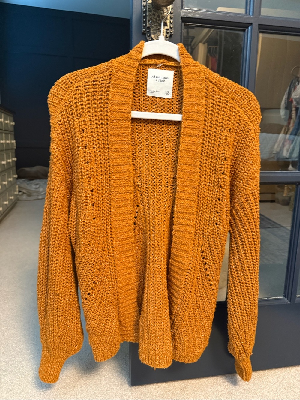 Abercrombie & Fitch Women's Open-Front Cardigan Sweater in Mustard/Orange